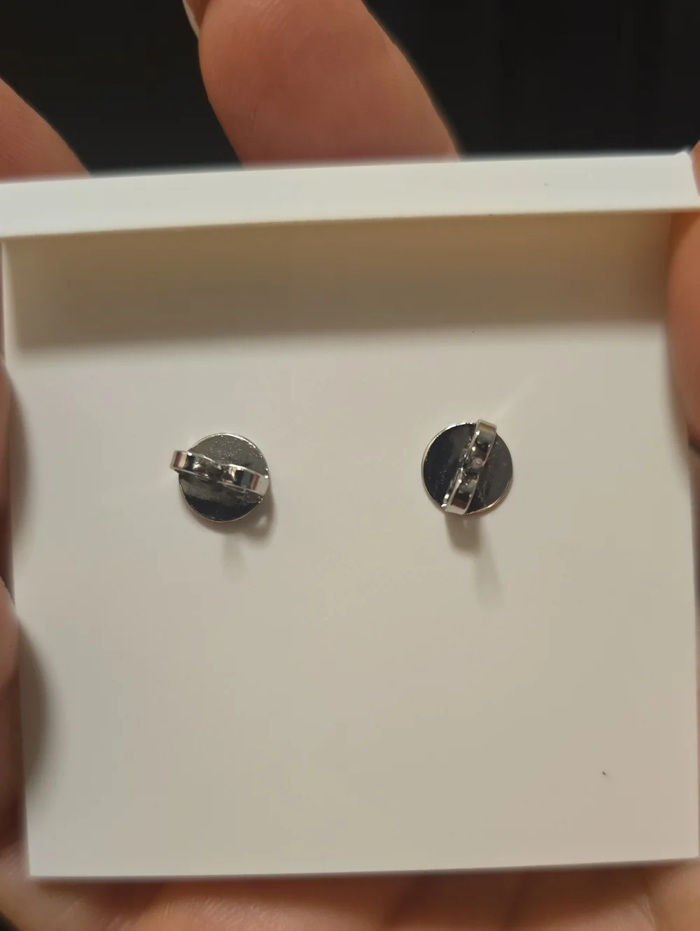 Tory Burch Silver Pearl Drop Earrings with Crystal Logo Drops